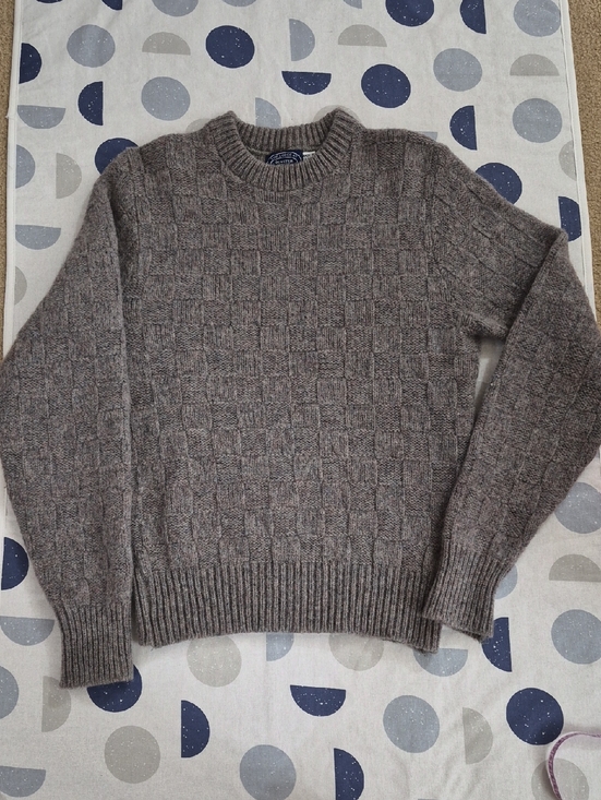 The Lodge at Harvard Square Sweaters - Collegiate Wool Blend Crewneck Cable Knit Sweater Size L